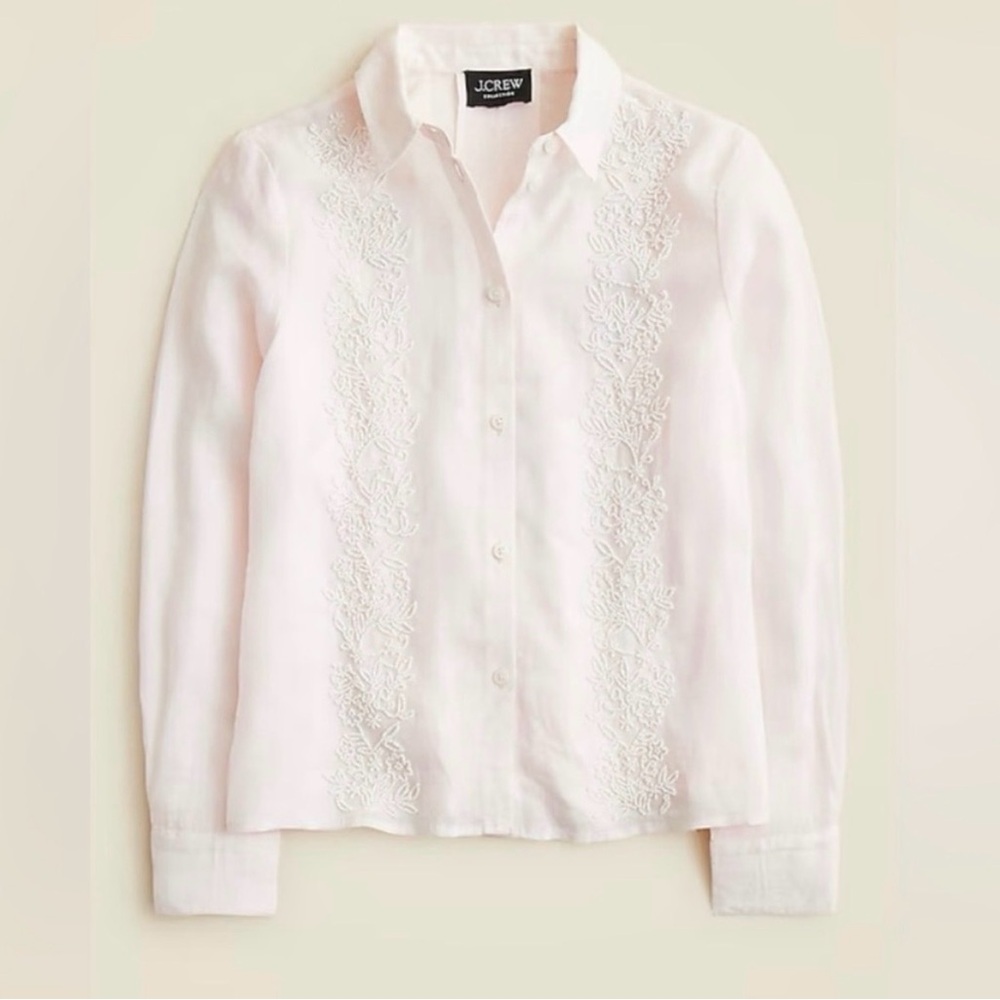 J.Crew Collection beaded button-up shirt in ramie - Picture 5 of 15